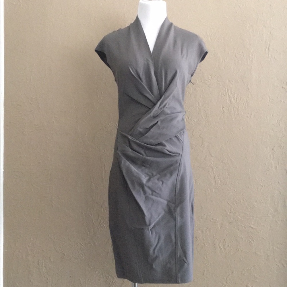 Helmut Lang Ruched Gray Dress in Size 2.